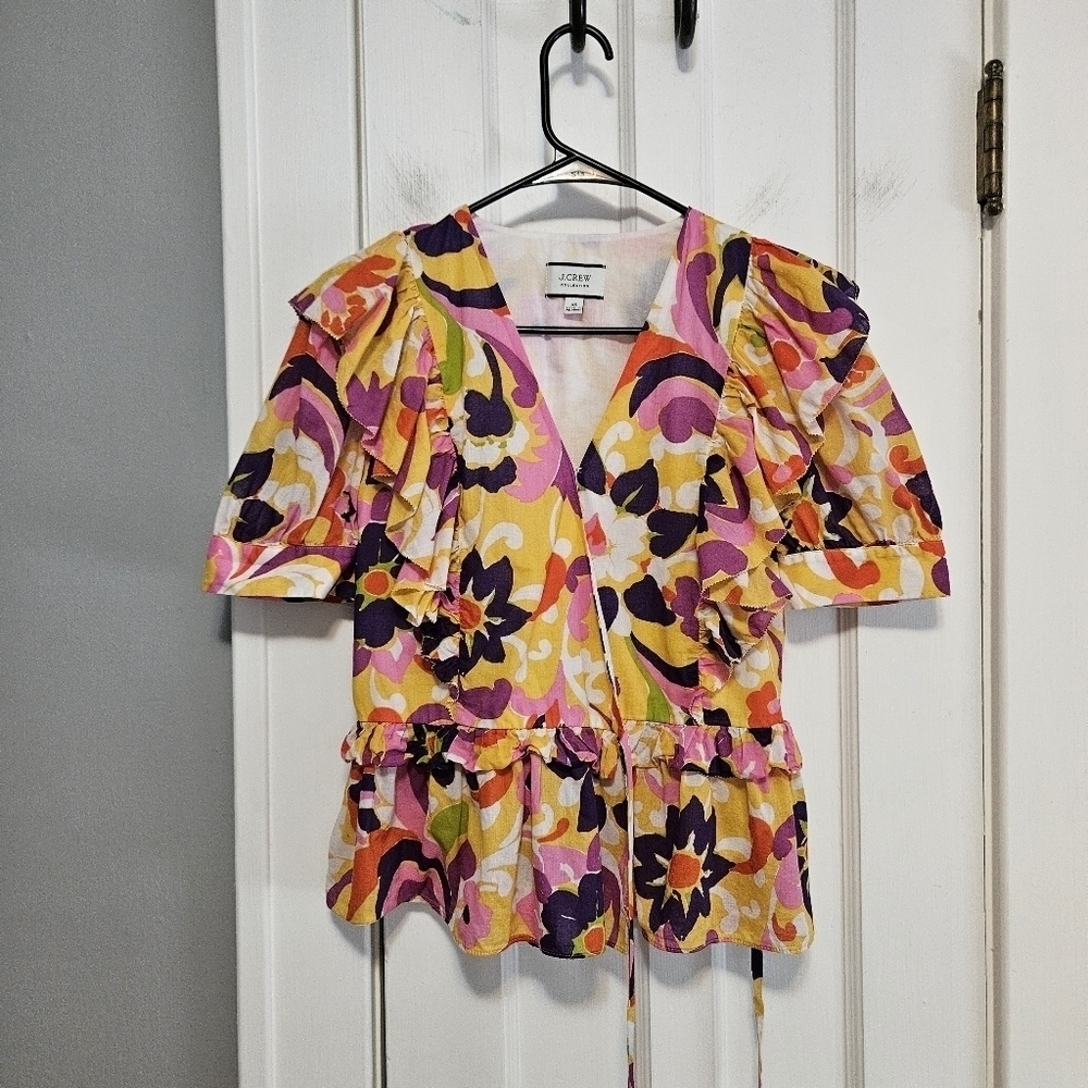 J Crew Collection Ruffle Wrap Top - Picture 2 of 7